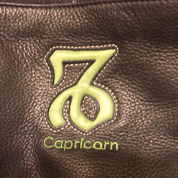 Wilsons Leather Zodiac Horoscope Capricorn Black Embroidered Cosmetic Bag - Picture 2 of 7